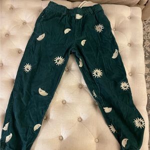 Urban Outfitters Corduroy Pants, drawstring, green, embroidered